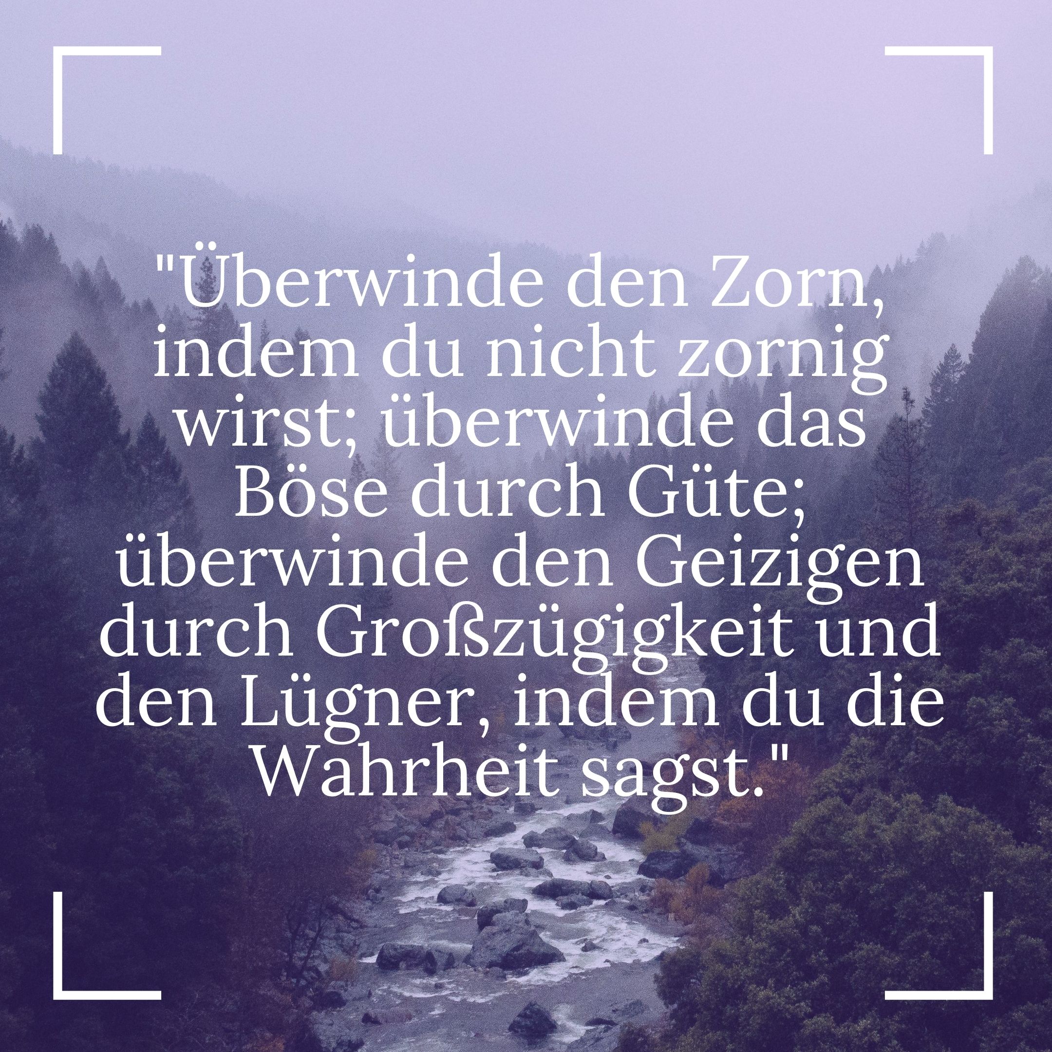 Buddhistische Weisheiten Überwinde Zorn, Böse, Geiz, Lüge
